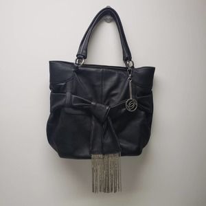 Black Bebe Pebbled Faux Leather Purse Hobo Bag